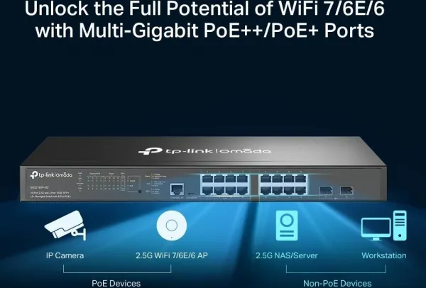 TP-Link OMADA switch SG3218XP-M2 (16x2,5GbELAN, 2xSFP+, 8xPoE+, 240W, 2xConsole)