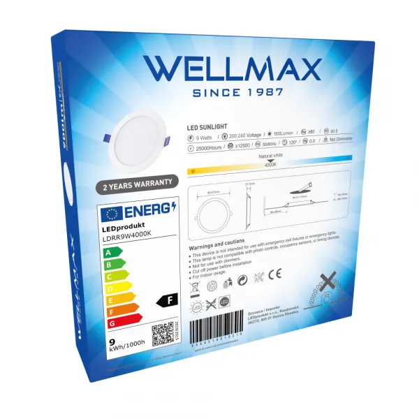 LED panel Wellmax 9W kruh - Neutrálna biela