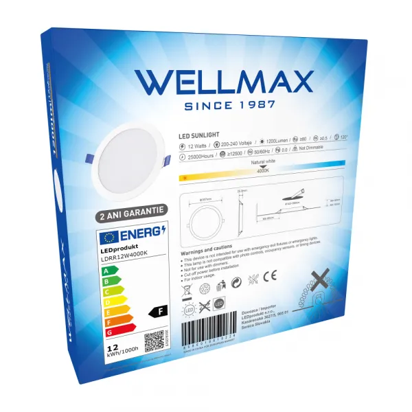 LED panel Wellmax 12W kruh - Neutrálna biela