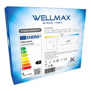 LED panel Wellmax 6W štvorec - Neutrálna biela