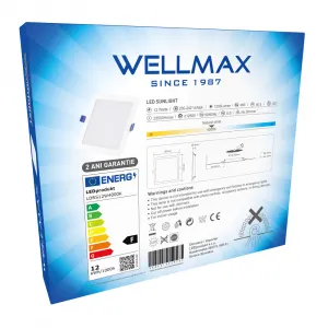 LED panel Wellmax 12W štvorec - Neutrálna biela