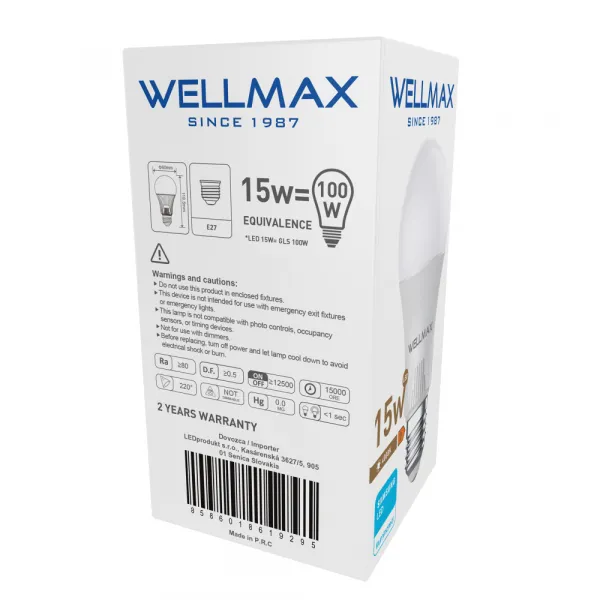 LED žiarovka Wellmax E27 15W neutrálna biela
