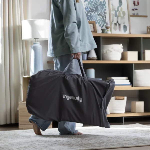 Vibrujúce lehátko Ingenuity Happy Belly™ Rock-to-Bounce – Chambray