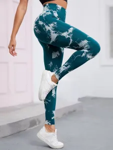 Legínovo Push-up calypso zelený mramor Veľkosť: M
