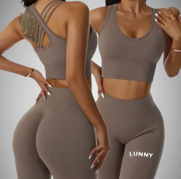 Legínovo Push-up fitness set Intense tmavo hnedý Veľkosť: L