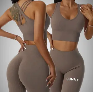 Legínovo Push-up fitness set Intense tmavo hnedý Veľkosť: L
