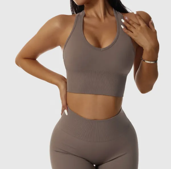Legínovo Push-up fitness set Intense tmavo hnedý Veľkosť: L