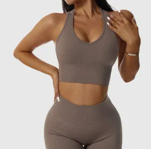 Legínovo Push-up fitness set Intense tmavo hnedý Veľkosť: L