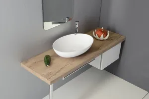 THIN oválne umývadlo na dosku, 60x40x14,5cm, biela mat WN893