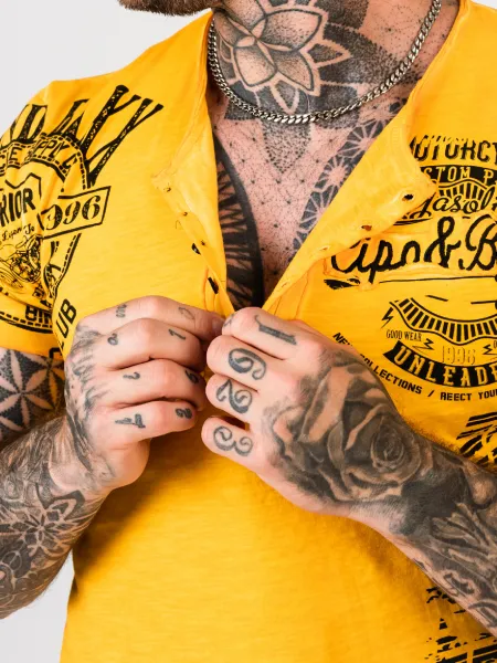 Pánske tričko CIPO & BAXX CT789 MUSTARD Farba: Žltá, Konfekčná veľkosť: L