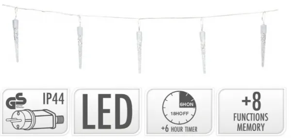 DekorStyle Vánoční světelný LED řetěz Icicle 570 cm studená bílá