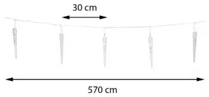 DekorStyle Vánoční světelný LED řetěz Icicle 570 cm studená bílá