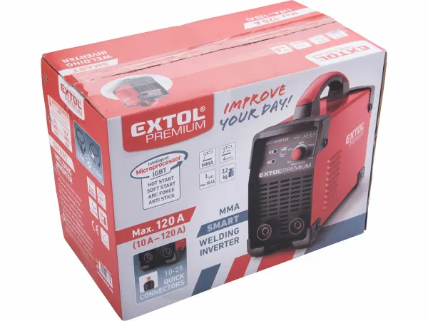 EXTOL PREMIUM 8896024 Invertor zvárací 10-120A, príkon 2,4kW, 53V, MMA
