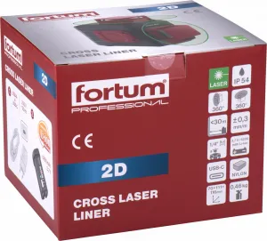 FORTUM 4780214 Laser líniový, krížový samonivelačný, zelený, 2D(1H360+1V360), Li-ion akumulátor