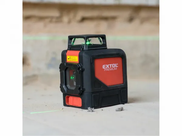 EXTOL PREMIUM 8823307 Laser líniový, krížový samonivelačný, zelený, 1D1V(1H360+1V)