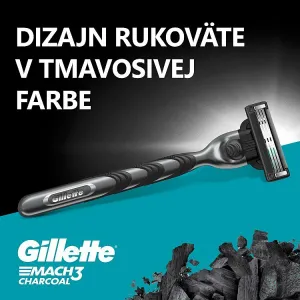 Gillette Mach3 Charcoal Holiaci strojček pre Mužov, 1 Holiaci Strojček, 2 Náhradné Holiace Hlavice