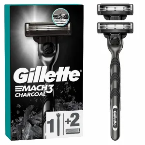 Gillette Mach3 Charcoal Holiaci strojček pre Mužov, 1 Holiaci Strojček, 2 Náhradné Holiace Hlavice