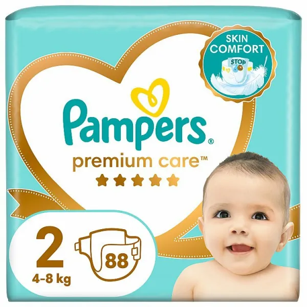 Pampers Premium Care, Veľkosť 2, Plienky 88 ks, 4kg-8kg