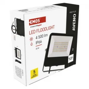 EMOS LED reflektor AVENO čierny, 30W neutrálna biela
