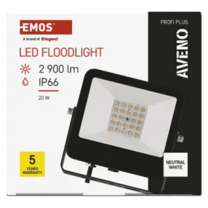 EMOS LED reflektor AVENO čierny, 20W neutrálna biela