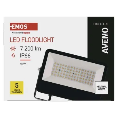 EMOS LED reflektor AVENO čierny, 48W neutrálna biela