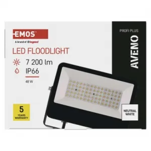 EMOS LED reflektor AVENO čierny, 48W neutrálna biela