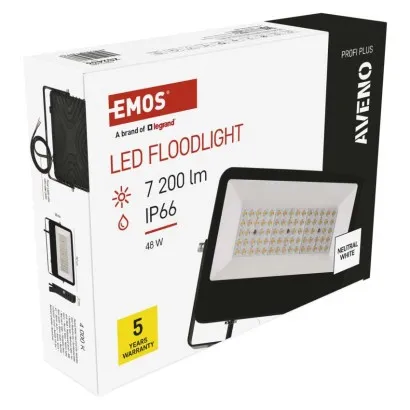 EMOS LED reflektor AVENO čierny, 48W neutrálna biela