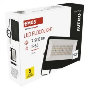 EMOS LED reflektor AVENO čierny, 48W neutrálna biela