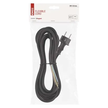 EMOS Flexošnúra guma/neoprén 3× 1,5 mm2, 5 m, čierna