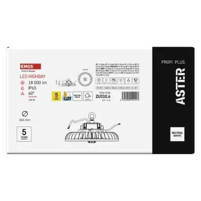 EMOS LED priemyselné závesné svietidlo HIGHBAY ASTER 60° 100W