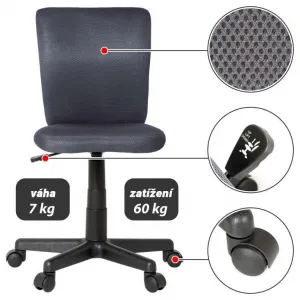 MAXXIVA 85918 Detská otočná kanc. stolička, bez lakťových opierok, šedá