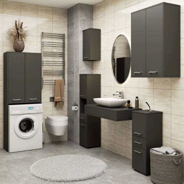 Ak furniture Koupelnová skříňka nad pračku Fin 2D šedá