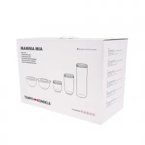 TEMPO-KONDELA MAMMA MIA, sklenené dózy, set 5 ks, s viečkom, sklo/plast