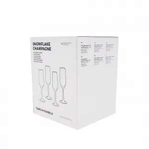 TEMPO-KONDELA SNOWFLAKE CHAMPAGNE, poháre na šampanské, set 4 ks, s kryštálmi, 230 ml