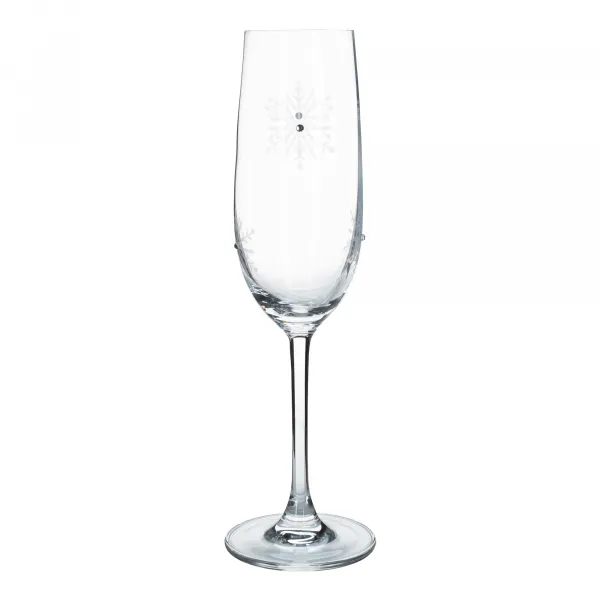 TEMPO-KONDELA SNOWFLAKE CHAMPAGNE, poháre na šampanské, set 4 ks, s kryštálmi, 230 ml
