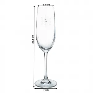 TEMPO-KONDELA SNOWFLAKE CHAMPAGNE, poháre na šampanské, set 4 ks, s kryštálmi, 230 ml