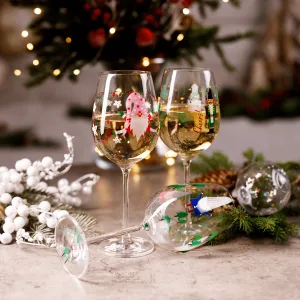 TEMPO-KONDELA TIPSY TRIO, poháre na víno, set 3 ks, 450 ml, číre so zimným motívom