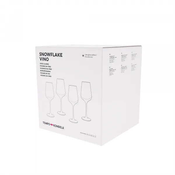 TEMPO-KONDELA SNOWFLAKE VINO, poháre na víno, set 4 ks, s kryštálmi, 450 ml