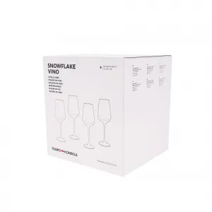 TEMPO-KONDELA SNOWFLAKE VINO, poháre na víno, set 4 ks, s kryštálmi, 450 ml