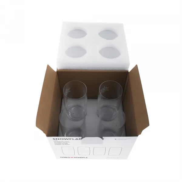 TEMPO-KONDELA SNOWFLAKE DRINK, poháre na vodu, set 4 ks, s kryštálmi, 460 ml