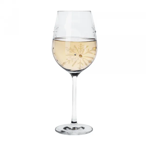 TEMPO-KONDELA SNOWFLAKE VINO, poháre na víno, set 4 ks, s kryštálmi, 450 ml