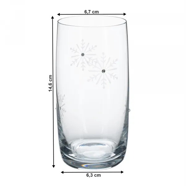 TEMPO-KONDELA SNOWFLAKE DRINK, poháre na vodu, set 4 ks, s kryštálmi, 460 ml