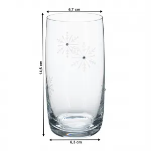 TEMPO-KONDELA SNOWFLAKE DRINK, poháre na vodu, set 4 ks, s kryštálmi, 460 ml
