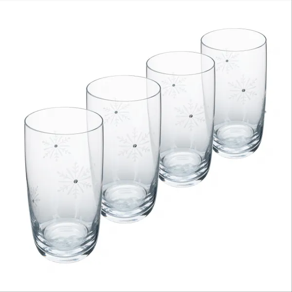 TEMPO-KONDELA SNOWFLAKE DRINK, poháre na vodu, set 4 ks, s kryštálmi, 460 ml