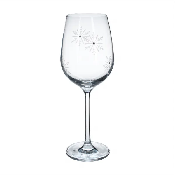 TEMPO-KONDELA SNOWFLAKE VINO, poháre na víno, set 4 ks, s kryštálmi, 450 ml
