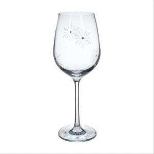TEMPO-KONDELA SNOWFLAKE VINO, poháre na víno, set 4 ks, s kryštálmi, 450 ml