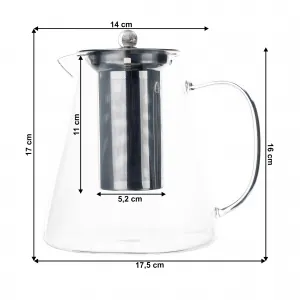 TEMPO-KONDELA KLARY, čajník so sitkom, 1,3 l, sklenený