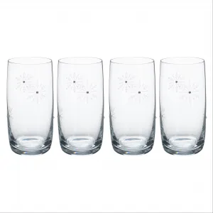TEMPO-KONDELA SNOWFLAKE DRINK, poháre na vodu, set 4 ks, s kryštálmi, 460 ml