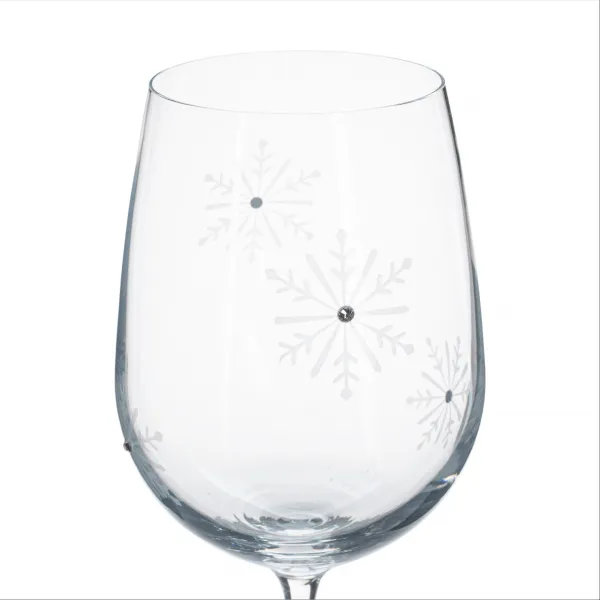 TEMPO-KONDELA SNOWFLAKE VINO, poháre na víno, set 4 ks, s kryštálmi, 450 ml
