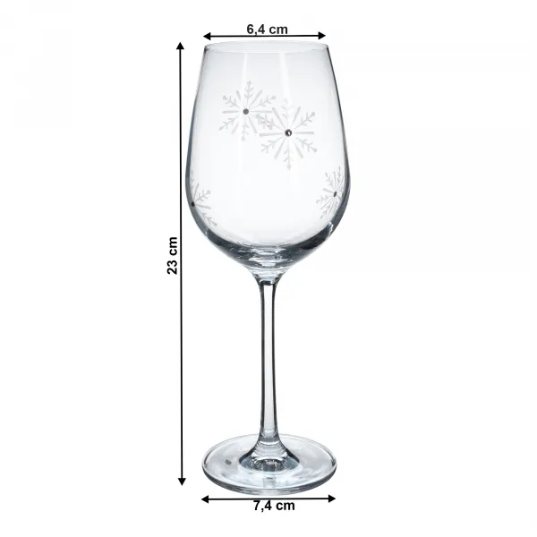 TEMPO-KONDELA SNOWFLAKE VINO, poháre na víno, set 4 ks, s kryštálmi, 450 ml